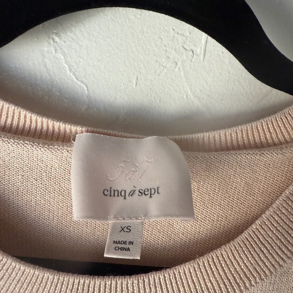 Cinq a Sept Beige Pink Silk Cashmere Ruffle Sweater XS Coquette Romantic - Picture 5 of 11